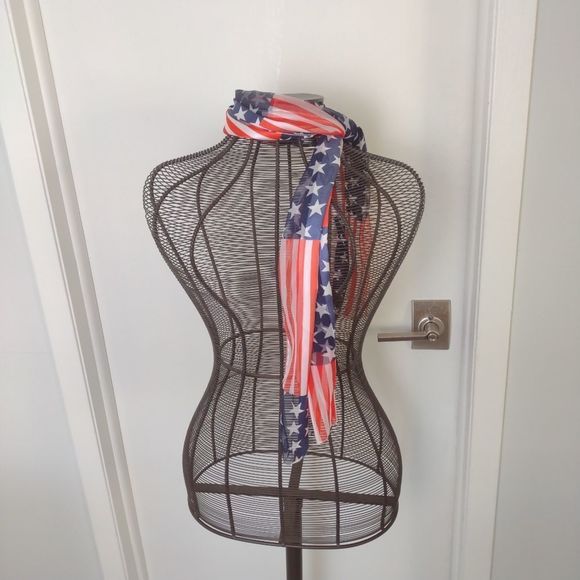 American Flag rectangle scarf red white and blue scarf - Picture 2 of 4
